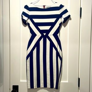 Maeve navy striped dress with red zipper detail. Size 2.